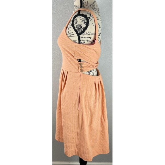 Anthropologie 9-H15 StCL Fit & Flare Dress Pale Orange Pink Cut Out Back Medium - Picture 5 of 14